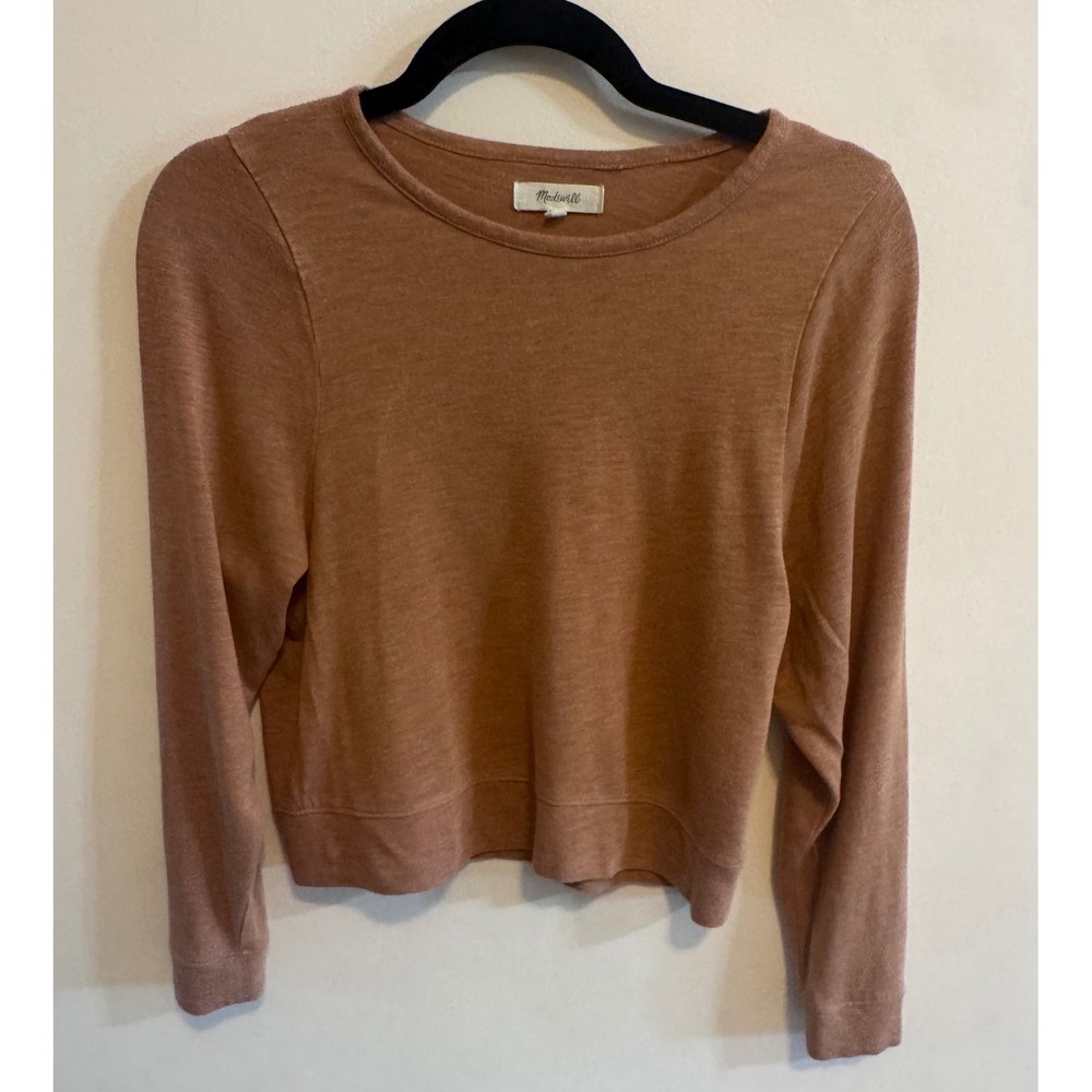 Madewell Heathered Camel Long Sleeve Soft Tee Minimalist XS